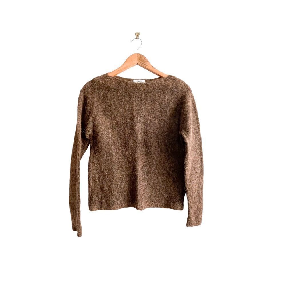 Sandwich Sweater Alpaca Wool Blend Brown Long Sleeved Women's S